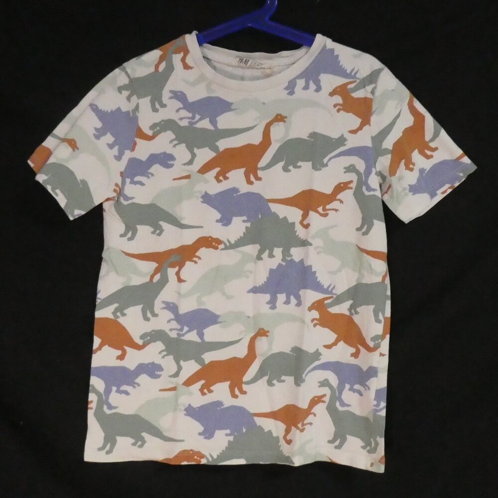 H&M | size 8-10 years | Colorful Dinosaur All Over Short Sleeve T-Shirt - Tee